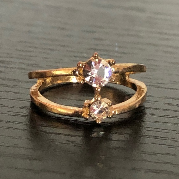 🟢 faux gold double gem ring - Picture 1 of 1